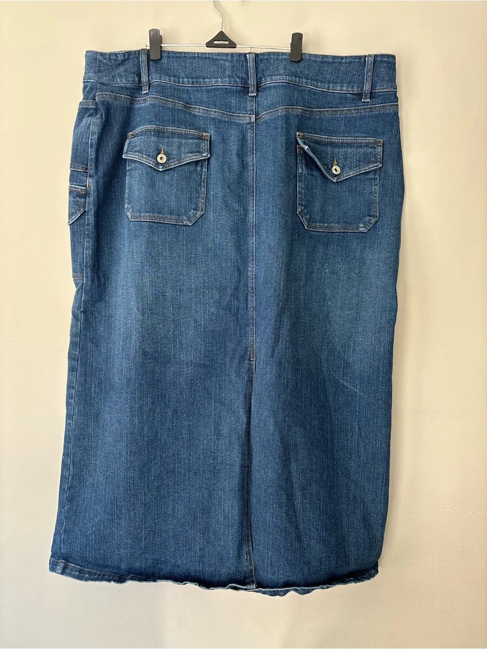 Y2K Preppy Cargo Blue Denim Straight Cargo Maxi Streetwear Plus Skirt - Size 22